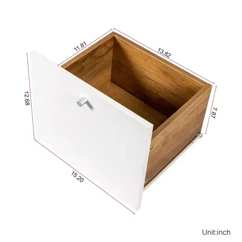 Homy Casa Meuble de Rangement 47 avec 3 Tiroirs et 2 Portes, Pieds en Bois, Chêne Blanc