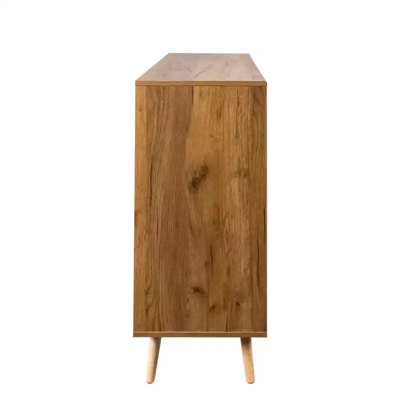 Homy Casa Meuble de Rangement 47 avec 3 Tiroirs et 2 Portes, Pieds en Bois, Chêne Blanc