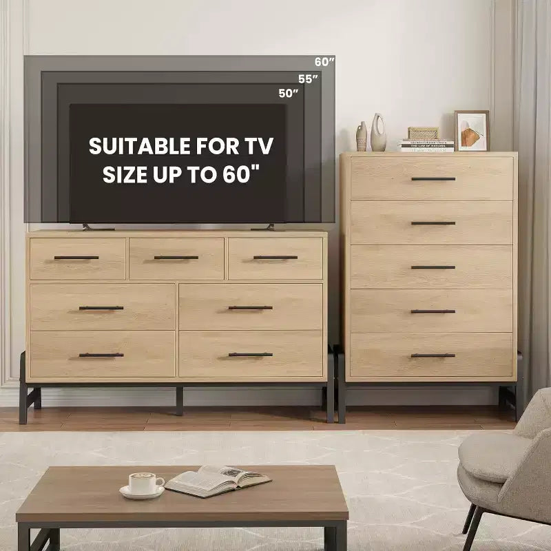CuisinSmart Cassettiera a 6 cassetti per camera da letto, cassettiera alta da terra con contenitore, cassettiera portaoggetti in legno per camera da letto e soggiorno