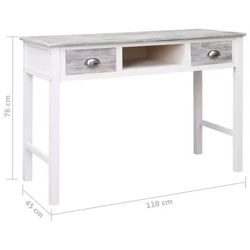 Desk Grey Paulownia wood Medium Desk Rectangular Vintage