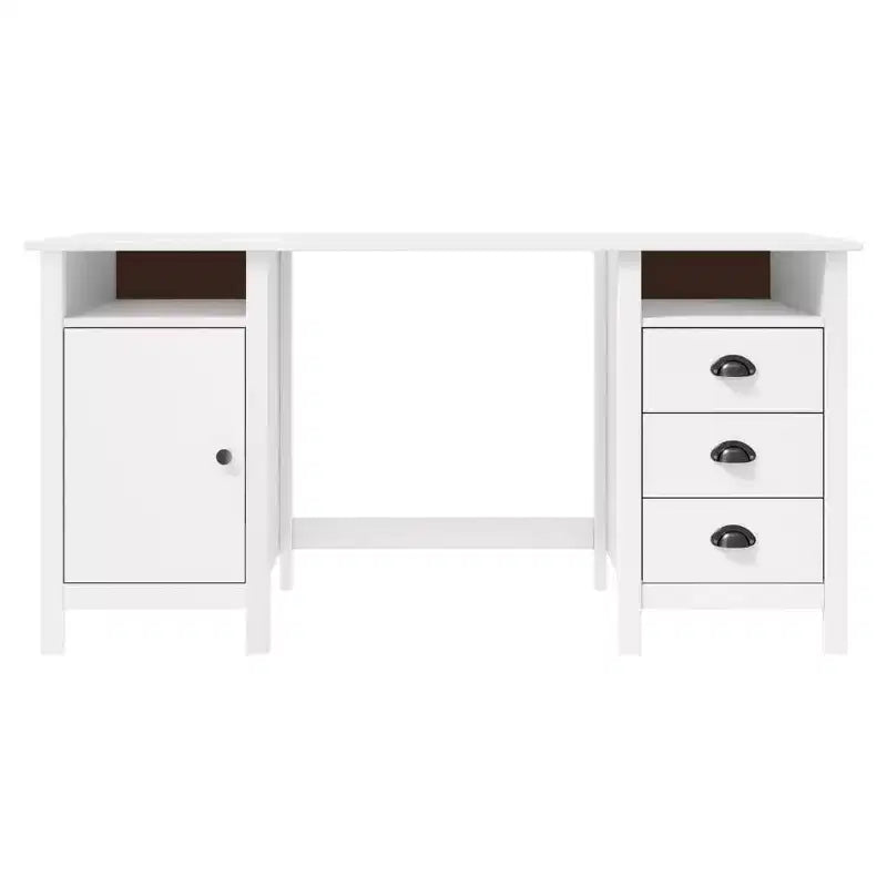 Scrivania bianca in legno massello di pino Scrivania standard rettangolare rustica