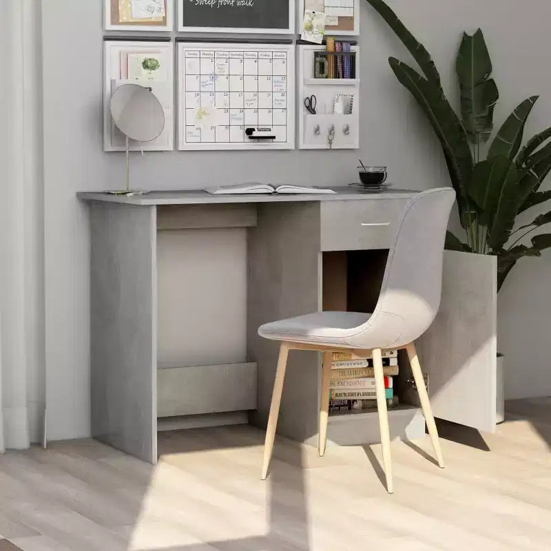 Scrivania Standard Rettangolare in Legno Ingegnerizzato Grigio Cemento