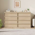 8 Drawer Dresser for Bedroom, 54In Wide Natural Oak 8 Chest of Drawers with Large Storage, Wooden Dresser Organizer for Living Room, Nursery, Entryway