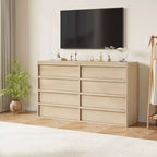 Comò a 8 cassetti per camera da letto, 54 pollici di larghezza, rovere naturale, comò a 8 cassetti con ampio spazio di archiviazione, organizer in legno per soggiorno, cameretta, ingresso