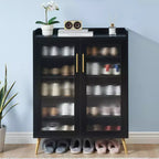 5-Tier Glass Door Shoe Cabinet  Entryway/Hallway/Living Room Storage Organizer