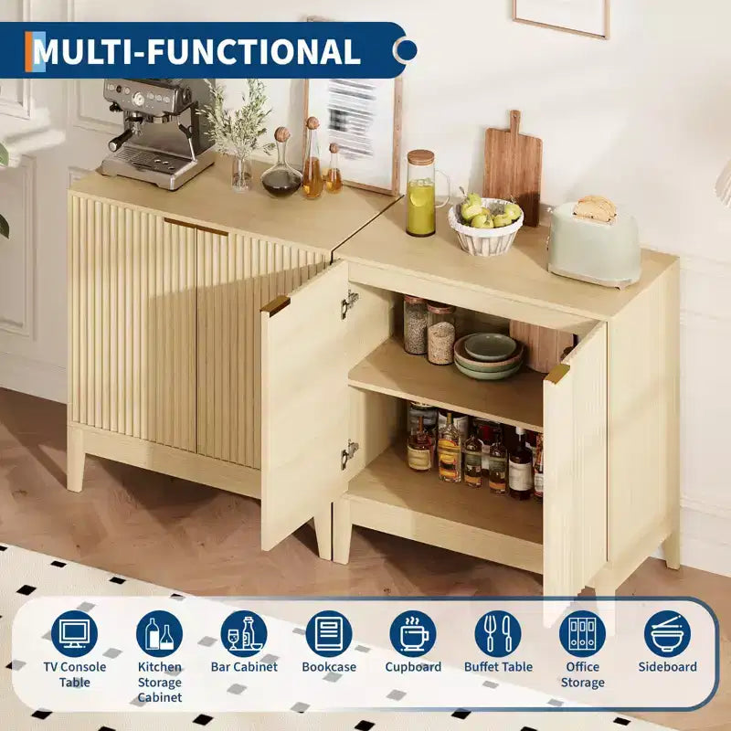 Grande credenza a buffet con contenitore, mobile da bar moderno scanalato da 120 cm con 3 cassetti e 2 ante per sala da pranzo, soggiorno, corridoio
