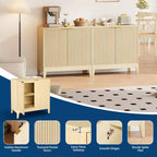 Grande credenza a buffet con contenitore, mobile da bar moderno scanalato da 120 cm con 3 cassetti e 2 ante per sala da pranzo, soggiorno, corridoio