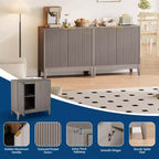 Grande credenza a buffet con contenitore, mobile da bar moderno scanalato da 120 cm con 3 cassetti e 2 ante per sala da pranzo, soggiorno, corridoio