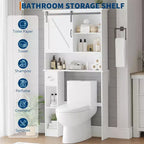 Mobiletto salvaspazio sopra il WC, Organizzatore per Bagno Bianco, Ripiani Regolabili, Design Salvaspazio per Bagni Piccoli
