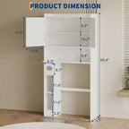 Freestanding Over-The-Toilet Storage Cabinet, White Bathroom Organizer, Adjustable Shelves, Space-Saving Design for Small Bathrooms
