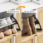 Scarpiera a 4 cassetti con ante in rattan e gambe in metallo, stile rustico, per ingresso/armadio