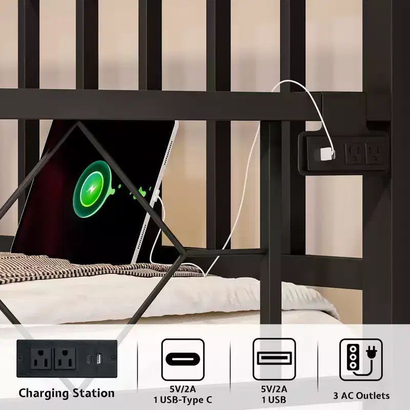 AMERLIFE Divano Letto Singolo con Stazione di Ricarica e Luci a LED, Divano Letto con Letto Estraibile per Soggiorno, Camera da Letto, Camera degli Ospiti
