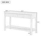Okak 51.3IN Tavolo Consolle Moderno con Impiallacciatura in Frassino e Design a Strisce, Tavolo da Ingresso con 2 Cassetti, Tavolo da Corridoio per Soggiorno, Ingresso, Blu Navy