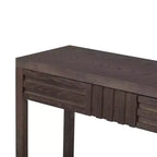Tavolo Console Moderno Okak 51.3IN con Impiallacciatura in Frassino e Design a Strisce, Tavolo da Ingresso con 2 Cassetti, Tavolo da Corridoio per Soggiorno, Atrio, Marrone
