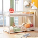 Okak 77.1IN Letto a Castello in Metallo per Bambini, Dimensione Twin-Over-Twin, Letto Singolo con Scaletta e Sponda di Sicurezza, Letti a Castello per la Camera da Letto, Dormitorio, Bianco