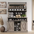 75 Armadietto Alto per Caffè Grande Mobile da Cucina Dispensa Contenitore Bianco Mobile Bar Caffè Credenza con Anta Scorrevole a Fienile