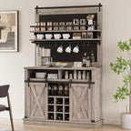 75 Armadietto Alto per Caffè Grande Mobile da Cucina Dispensa Contenitore Bianco Mobile Bar Caffè Credenza con Anta Scorrevole a Fienile