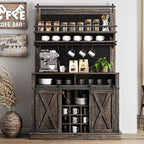 75 Armadietto Alto per Caffè Grande Mobile da Cucina Dispensa Contenitore Bianco Mobile Bar Caffè Credenza con Anta Scorrevole a Fienile