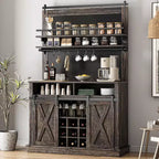 75 Armadietto Alto per Caffè Grande Mobile da Cucina Dispensa Contenitore Bianco Mobile Bar Caffè Credenza con Anta Scorrevole a Fienile