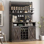 75 Armadietto Alto per Caffè Grande Mobile da Cucina Dispensa Contenitore Bianco Mobile Bar Caffè Credenza con Anta Scorrevole a Fienile