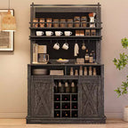 75 Armadietto Alto per Caffè Grande Mobile da Cucina Dispensa Contenitore Bianco Mobile Bar Caffè Credenza con Anta Scorrevole a Fienile