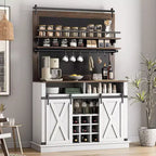 75 Armadietto Alto per Caffè Grande Mobile da Cucina Dispensa Contenitore Bianco Mobile Bar Caffè Credenza con Anta Scorrevole a Fienile