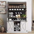 75 Armadietto Alto per Caffè Grande Mobile da Cucina Dispensa Contenitore Bianco Mobile Bar Caffè Credenza con Anta Scorrevole a Fienile
