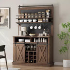 75 Armadietto Alto per Caffè Grande Mobile da Cucina Dispensa Contenitore Bianco Mobile Bar Caffè Credenza con Anta Scorrevole a Fienile