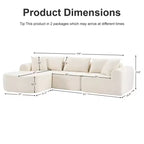 Canapé convertible 3 places Dovelina en tissu Teddy rembourré de mousse, canapé d'angle moderne et confortable avec coussins moelleux
