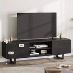 Mobile TV industriale COZONY con 2 cassetti, mobile porta TV in legno naturale con gambe robuste per soggiorno