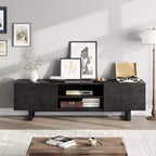 Mobile TV industriale COZONY con 2 cassetti, mobile porta TV in legno naturale con gambe robuste per soggiorno