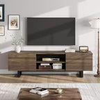 Mobile TV industriale COZONY con 2 cassetti, mobile porta TV in legno naturale con gambe robuste per soggiorno