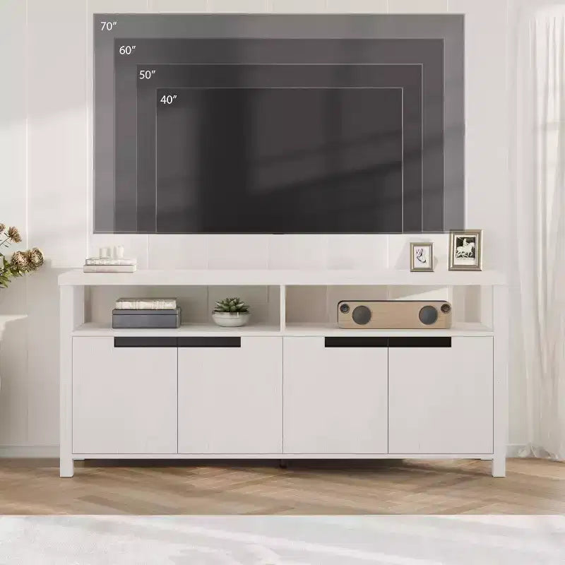 Mobile porta TV da fattoria COZONY per TV da 70 pollici, mobile alto per l'intrattenimento con contenitore e ripiani regolabili per il soggiorno