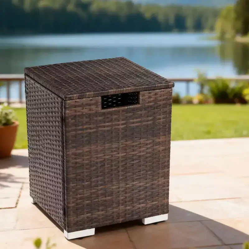 Copertura in Rattan per Bombola di Propano, Copertura in Vimini per Bombola del Gas da Esterno, Tavolino Robusto per Nascondere la Bombola del Gas per Giardino, Terrazza, Cortile