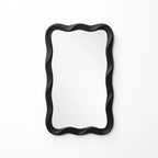 LuxenHome Modern Black MDF Wood Wavy Rectangle Wall Mirror, 35.4 H x 21.65 W Home Decor