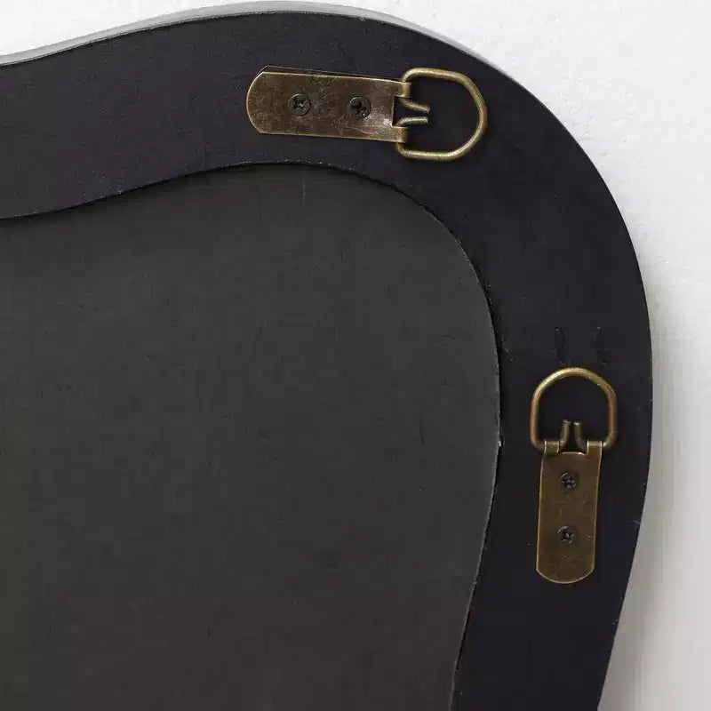 LuxenHome Specchio da parete rettangolare ondulato moderno in MDF nero, 35,4 A x 21,65 L, decorazione per la casa