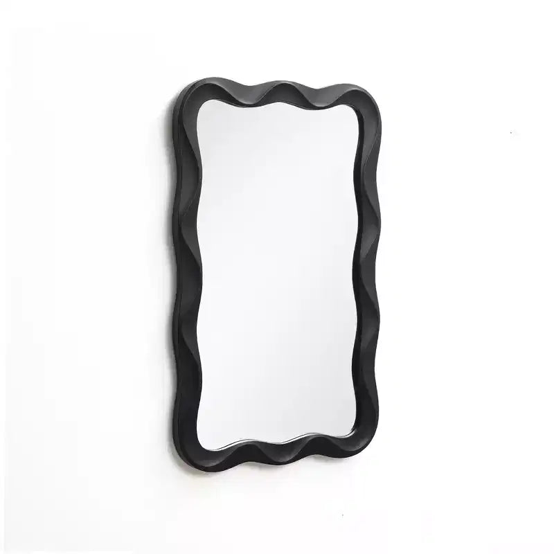 LuxenHome Specchio da parete rettangolare ondulato moderno in MDF nero, 35,4 A x 21,65 L, decorazione per la casa