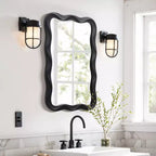 LuxenHome Specchio da parete rettangolare ondulato moderno in MDF nero, 35,4 A x 21,65 L, decorazione per la casa