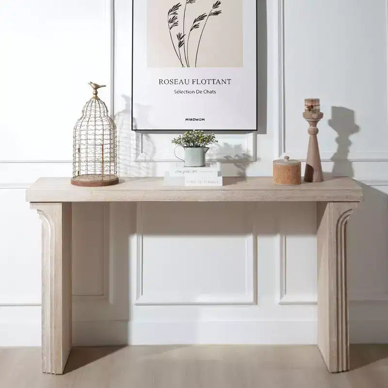 Okak 58IN Minimalist Console Table with Curved Leg Design, Hallway Table with Thick Tabletop and Legs, Entryway Table for Living Room, Foyer