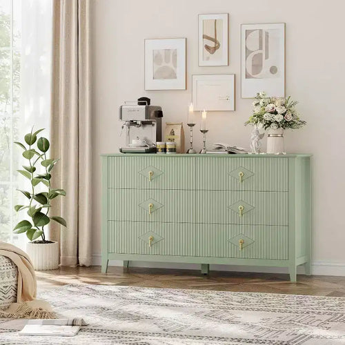 42.9 Tall Fluted Dresser - 5-Drawer Wood Storage Cabinet for Bedroom & Living Room