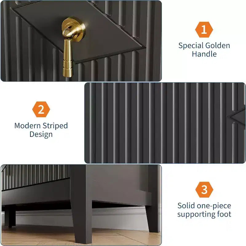 Cassettiera alta scanalata da 109 cm - Mobile contenitore in legno a 5 cassetti per camera da letto e soggiorno