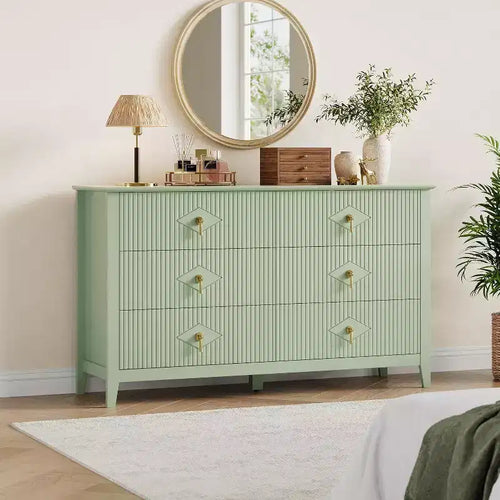 Cassettiera alta scanalata da 109 cm - Mobile contenitore in legno a 5 cassetti per camera da letto e soggiorno