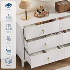Cassettiera alta scanalata da 109 cm - Mobile contenitore in legno a 5 cassetti per camera da letto e soggiorno