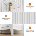 Cassettiera alta scanalata da 109 cm - Mobile contenitore in legno a 5 cassetti per camera da letto e soggiorno