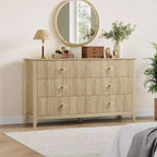 Cassettiera alta scanalata da 109 cm - Mobile contenitore in legno a 5 cassetti per camera da letto e soggiorno