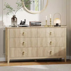 Cassettiera alta scanalata da 109 cm - Mobile contenitore in legno a 5 cassetti per camera da letto e soggiorno