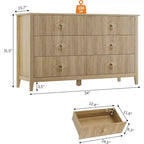 Cassettiera alta scanalata da 109 cm - Mobile contenitore in legno a 5 cassetti per camera da letto e soggiorno