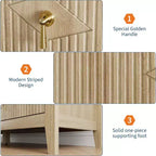 Cassettiera alta scanalata da 109 cm - Mobile contenitore in legno a 5 cassetti per camera da letto e soggiorno