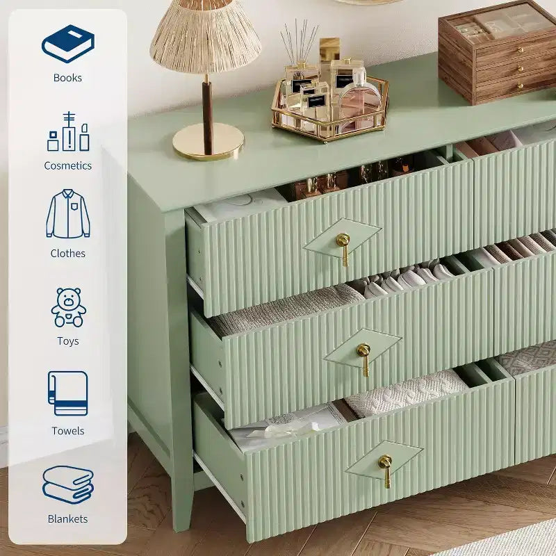 Cassettiera alta scanalata da 109 cm - Mobile contenitore in legno a 5 cassetti per camera da letto e soggiorno