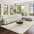 140 Large U Shaped Sectional Couch with Ottoman Chaise, Convertible Modular Sectional Sofa with Ottomans with 7 Seat for Living Room, Office, Beige